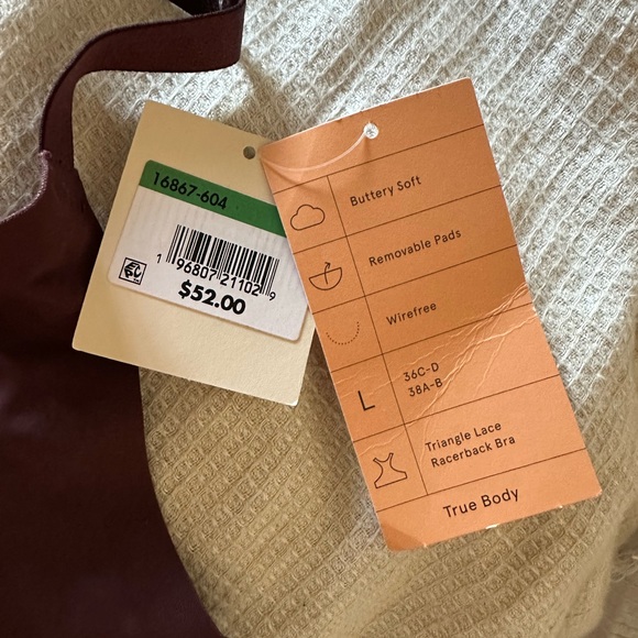 NWT True Body Triangle Lace Racerback Bra - Picture 4 of 5